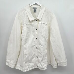 Catherines Denim Jacket Coat Plus Size 5X Stretch Minimalist Cottagecore Western